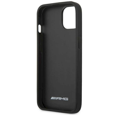 Originalus AMG dėklas AMHCP14MGSEBK iPhone 14 Plus 6,7 Juodas hardcase Leather Debossed Lines 6