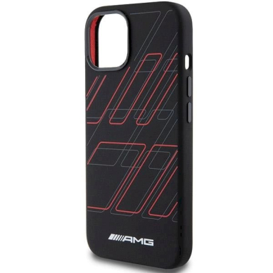 Originalus AMG dėklas Silicone Large Rhombuses Pattern MagSafe Case for iPhone 15/14/13 - Juodas 5