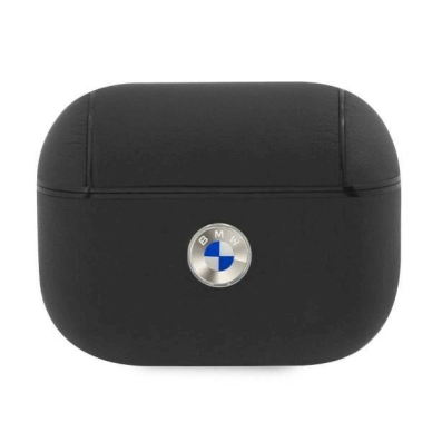 Originalus BMW dėklas BMAPSSLBK AirPods Pro cover  Juodas Geniune Leather Silver Logo