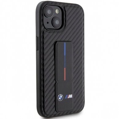 Originalus BMW dėklas Grip Stand Smooth & Carbon iPhone 15 - Juodas 3