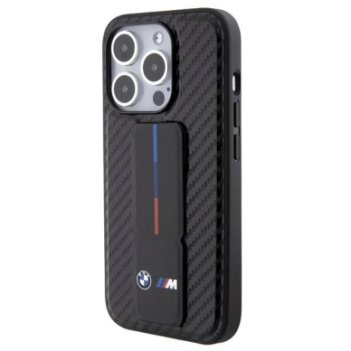 Originalus BMW dėklas Grip Stand Smooth & Carbon iPhone 15 Pro - Juodas 2