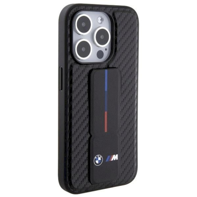 Originalus BMW dėklas Grip Stand Smooth & Carbon iPhone 15 Pro - Juodas 4