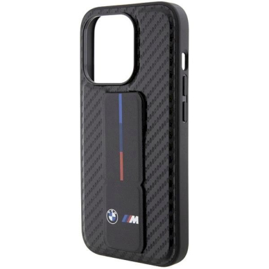 Originalus BMW dėklas Grip Stand Smooth & Carbon iPhone 15 Pro - Juodas 6