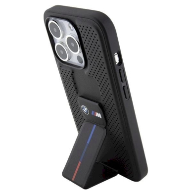 Originalus BMW dėklas Grip Stand Smooth & Perforated iPhone 15 Pro - Juodas 1