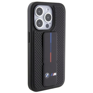 Originalus BMW dėklas Grip Stand Smooth & Perforated iPhone 15 Pro - Juodas 4