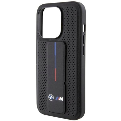 Originalus BMW dėklas Grip Stand Smooth & Perforated iPhone 15 Pro - Juodas 6