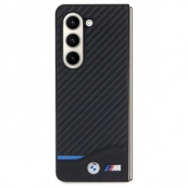 Originalus BMW dėklas Leather Carbon Samsung Galaxy Z Fold 5 - Juodas