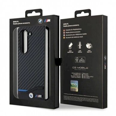 Originalus BMW dėklas Leather Carbon Samsung Galaxy Z Fold 5 - Juodas 5