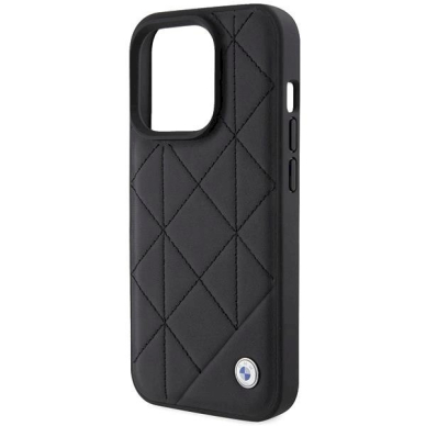 Originalus BMW dėklas Leather Quilted iPhone 15 Pro Max - Juodas 5