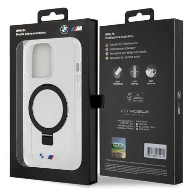 Originalus BMW dėklas Ring Stand M Collection MagSafe iPhone 15 Pro Max - Permatomas 7