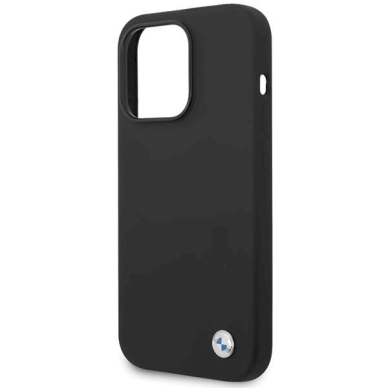 Originalus BMW dėklas Silicone Metal Logo iPhone 15 Pro - Juodas 4