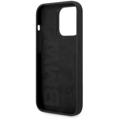 Originalus BMW dėklas Silicone Metal Logo iPhone 15 Pro - Juodas 5