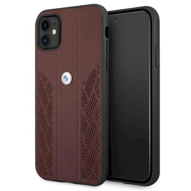 Originalus dėklas BMW BMHCN61RSPPR iPhone 11 6,1" / Xr Raudonas hardcase Leather Curve Perforate