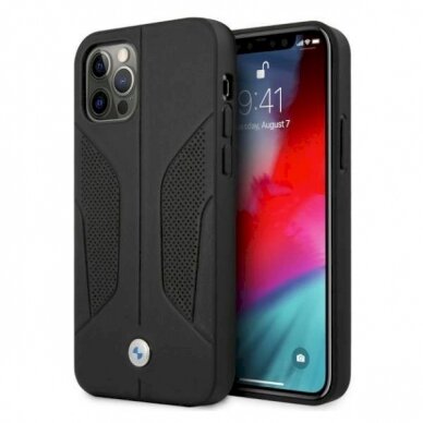 Originalus dėklas BMW BMHCP12MRSCSK iPhone 12/12 Pro 6,1"  Juodas hardcase Leather Perforate Sides