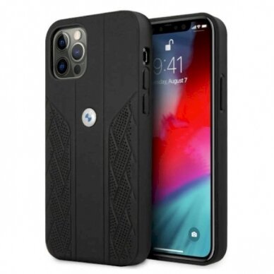 Originalus dėklas BMW BMHCP12MRSPPK iPhone 12/12 Pro 6,1"  Juodas hardcase Leather Curve Perforate