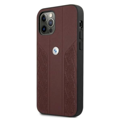 Originalus dėklas BMW BMHCP12MRSPPR iPhone 12/12 Pro 6,1" Raudonas hardcase Leather Curve Perforate 1