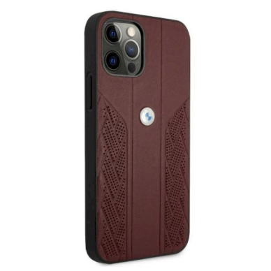 Originalus dėklas BMW BMHCP12MRSPPR iPhone 12/12 Pro 6,1" Raudonas hardcase Leather Curve Perforate 3