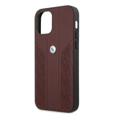 Originalus dėklas BMW BMHCP12MRSPPR iPhone 12/12 Pro 6,1" Raudonas hardcase Leather Curve Perforate 5