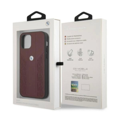 Originalus dėklas BMW BMHCP12MRSPPR iPhone 12/12 Pro 6,1" Raudonas hardcase Leather Curve Perforate 7