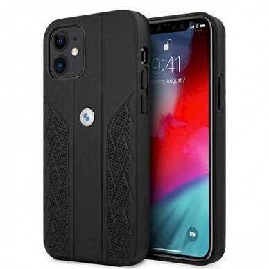 Originalus dėklas BMW BMHCP12SRSPPK iPhone 12 mini 5,4"  Juodas hardcase Leather Curve Perforate