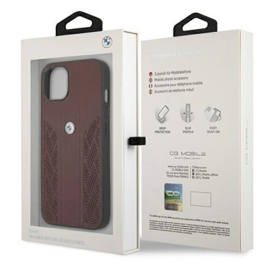 Originalus dėklas BMW BMHCP13MRSPPR iPhone 13 6,1" Raudonas hardcase Leather Curve Perforate 6