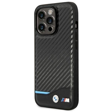 Originalus dėklas BMW BMHCP14L22NBCK iPhone 14 Pro 6.1 Juodas Leather Carbon 1