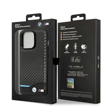 Originalus dėklas BMW BMHCP14L22NBCK iPhone 14 Pro 6.1 Juodas Leather Carbon 7