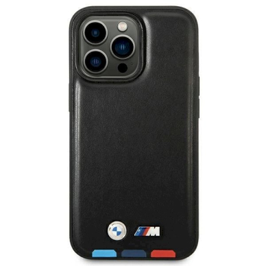 Originalus dėklas BMW BMHCP14L22PTDK iPhone 14 Pro 6.1 Juodas Leather Stamp Tricolor 2