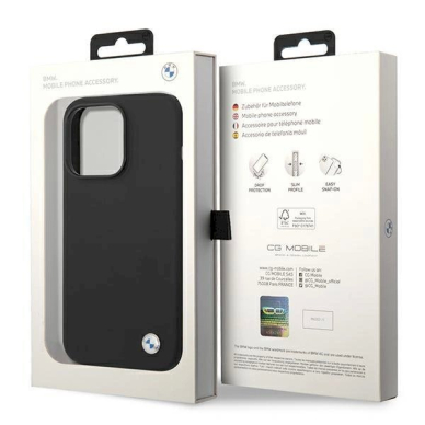 Originalus dėklas BMW BMHCP14LSILBK iPhone 14 Pro 6,1"  Juodas Silicone Metal Logo 7