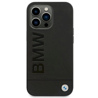 Originalus dėklas BMW BMHCP14LSLLBK iPhone 14 Pro 6.1 Juodas Leather Stamp 2