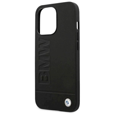 Originalus dėklas BMW BMHCP14LSLLBK iPhone 14 Pro 6.1 Juodas Leather Stamp 5