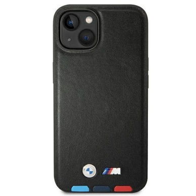 Originalus dėklas BMW BMHCP14M22PTDK iPhone 14 Plus 6.7 Juodas Leather Stamp Tricolor 2