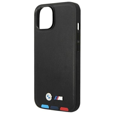 Originalus dėklas BMW BMHCP14M22PTDK iPhone 14 Plus 6.7 Juodas Leather Stamp Tricolor 5