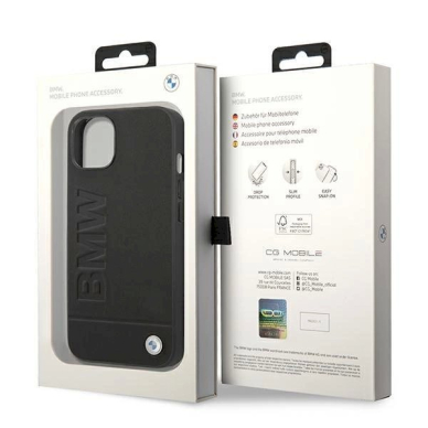 Originalus dėklas BMW BMHCP14SSLLBK iPhone 14 6.1 Juodas Leather Stamp 7