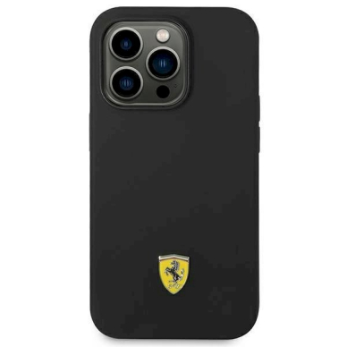 Originalus dėklas Ferrari FEHCP14LSIBBK iPhone 14 Pro 6.1  Juodas hardcase Silicone Metal Logo 2