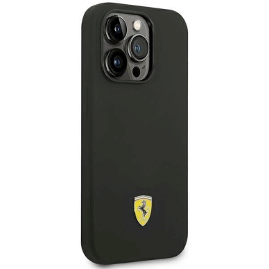 Originalus dėklas Ferrari FEHCP14LSIBBK iPhone 14 Pro 6.1  Juodas hardcase Silicone Metal Logo 3