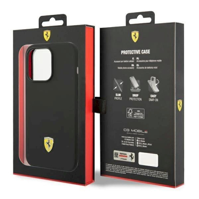 Originalus dėklas Ferrari FEHCP14LSIBBK iPhone 14 Pro 6.1  Juodas hardcase Silicone Metal Logo 7