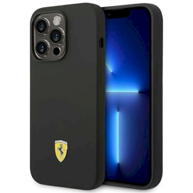 Originalus dėklas Ferrari FEHCP14LSIBBK iPhone 14 Pro 6.1  Juodas hardcase Silicone Metal Logo