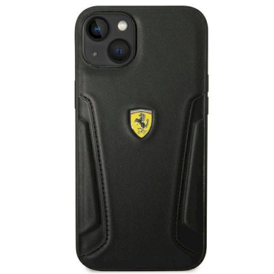 Originalus dėklas Ferrari FEHCP14MRBUK iPhone 14 Plus 6.7  Juodas hardcase Leather Stamp Sides 2