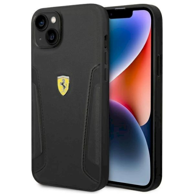 Originalus dėklas Ferrari FEHCP14MRBUK iPhone 14 Plus 6.7  Juodas hardcase Leather Stamp Sides