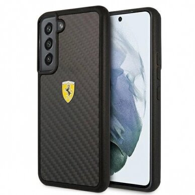 Originalus dėklas Ferrari FEHCS22SFCAK S22 S901 Juodas hardcase On Track Real Carbon