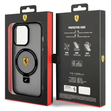 Originalus dėklas Ferrari FEHMP15SUSCAK iPhone 15 6.1  Juodas hardcase Ring Stand 2023 Collection MagSafe 1