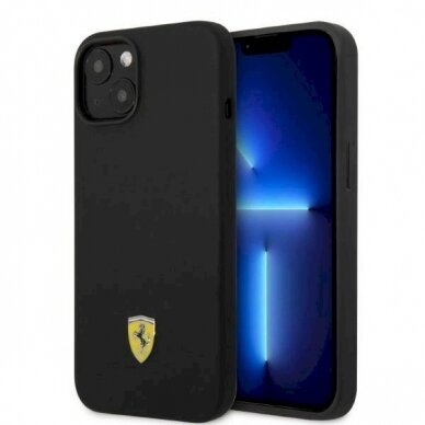 Originalus dėklas Ferrari FEHMSIP14MBK iPhone 14 Plus 6.7  Juodas hardcase Silicone Metal Logo Magsafe