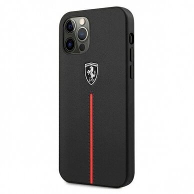 Originalus dėklas Ferrari FEOMSHCP12LBK iPhone 12 Pro Max Juodas hardcase Off Track Leather Nylon Stripe 1