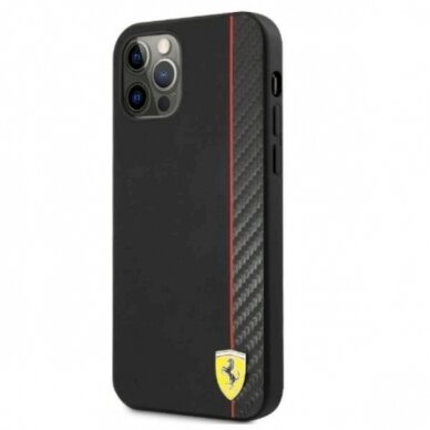 Originalus dėklas Ferrari FESAXHCP12LBK iPhone 12 Pro Max 6.7  Juodas hardcase On Track Carbon Stripe 1