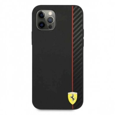 Originalus dėklas Ferrari FESAXHCP12LBK iPhone 12 Pro Max 6.7  Juodas hardcase On Track Carbon Stripe 2