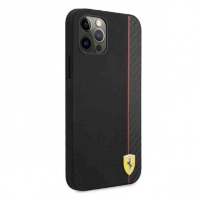 Originalus dėklas Ferrari FESAXHCP12LBK iPhone 12 Pro Max 6.7  Juodas hardcase On Track Carbon Stripe 3