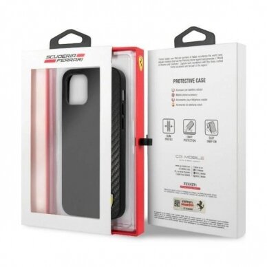 Originalus dėklas Ferrari FESAXHCP12LBK iPhone 12 Pro Max 6.7  Juodas hardcase On Track Carbon Stripe 7