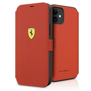 Originalus dėklas Ferrari FESPEFLBKP12SRE iPhone 12 mini 5.4  Raudonas book On Track Perforated