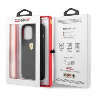 Originalus dėklas Ferrari FESSIHCP13LBK iPhone 13 Pro / 13 6.1  Juodas hardcase Silicone 7